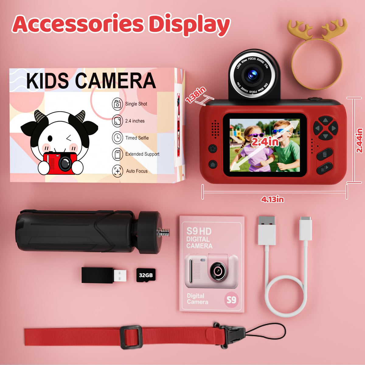Makolle red camera design stands out and fits small hands during adventures.