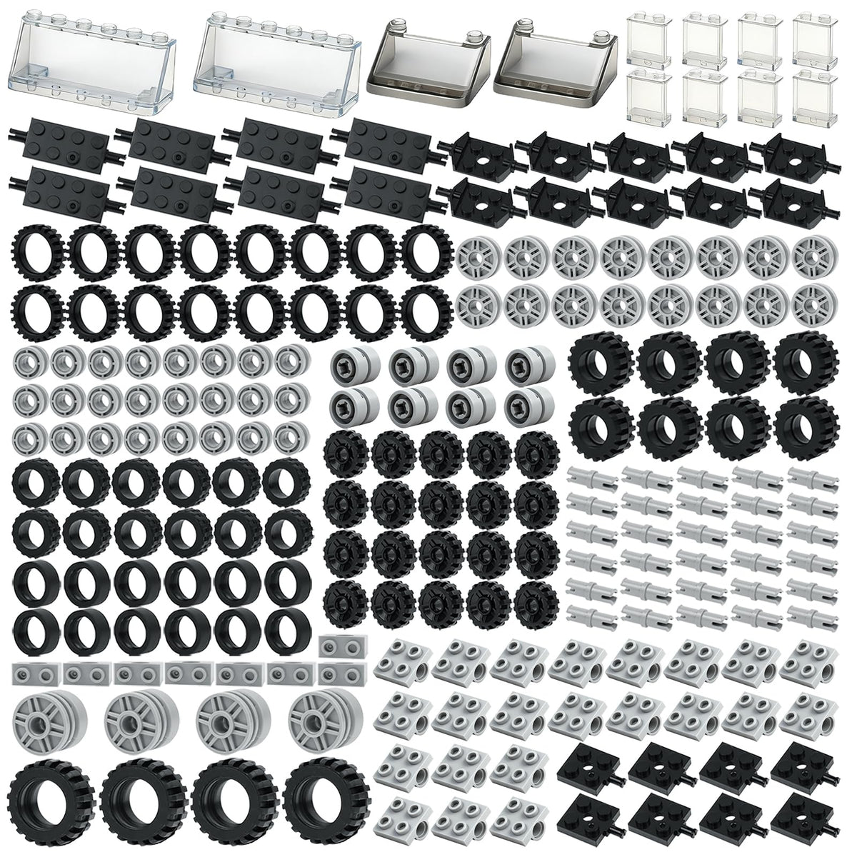 MALEKO wheels and axles sets for versatile vehicle building