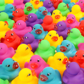 Maliweg 144-pack mini rubber ducks floating bath toys in six colors for joyful bath time