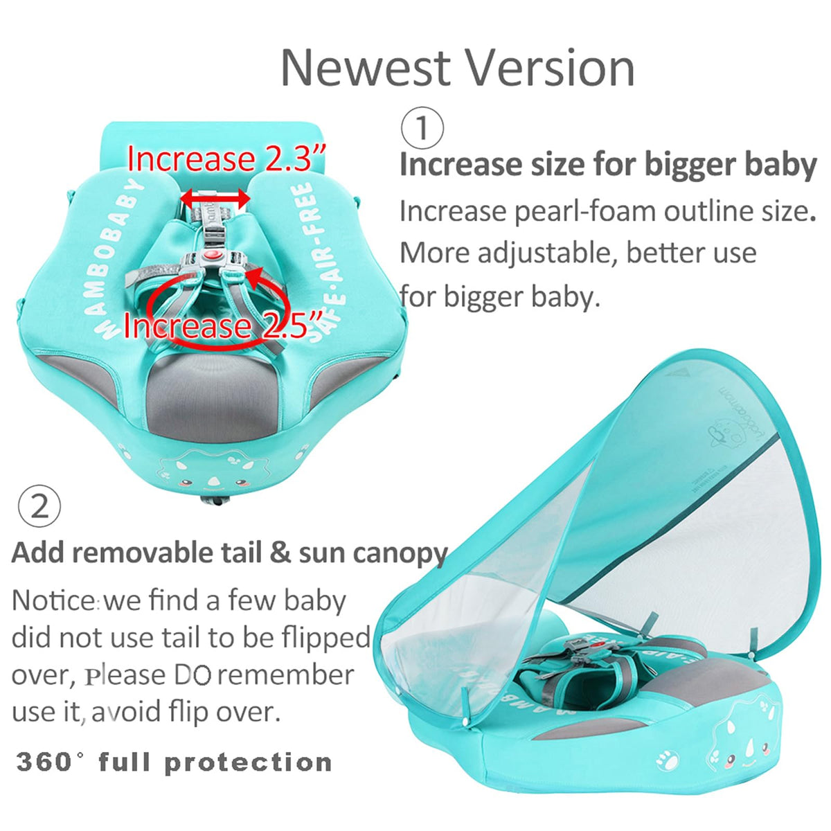 Mambobaby float provides breaststroke and backstroke options for versatile training.