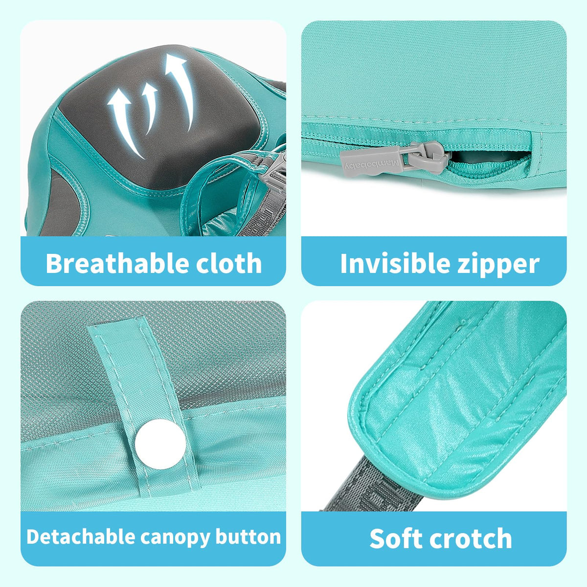 Mambobaby float UPF50+ canopy shields delicate skin.