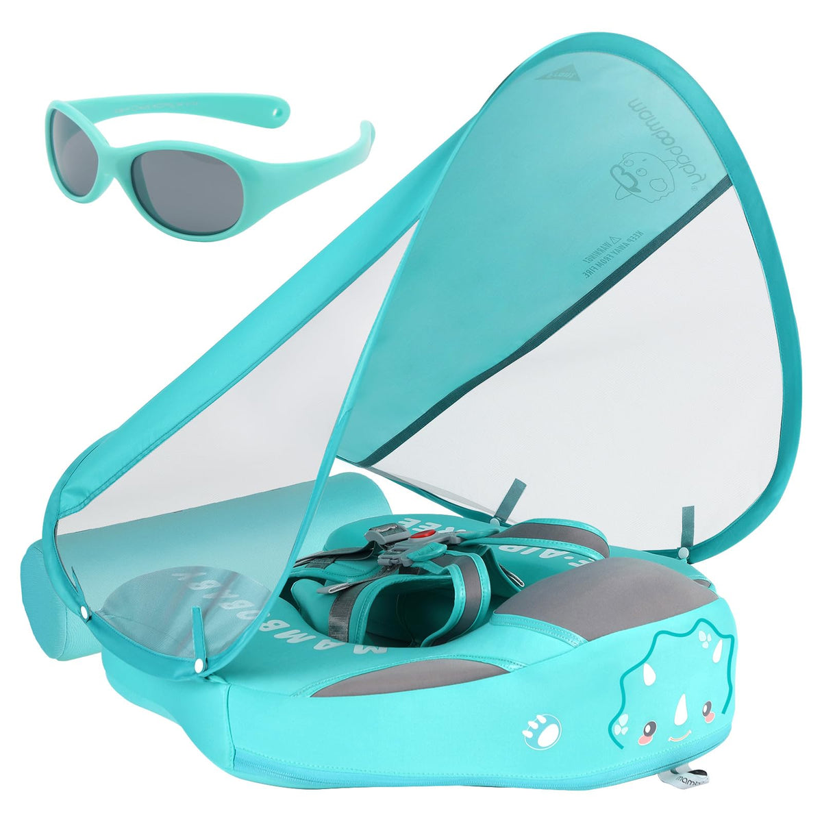 Mambobaby float with canopy pattern offers sun protection and cute design.