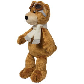 Manhattan Toy Aviator Teddy Bear 12in wearing scarf for cozy snuggles.