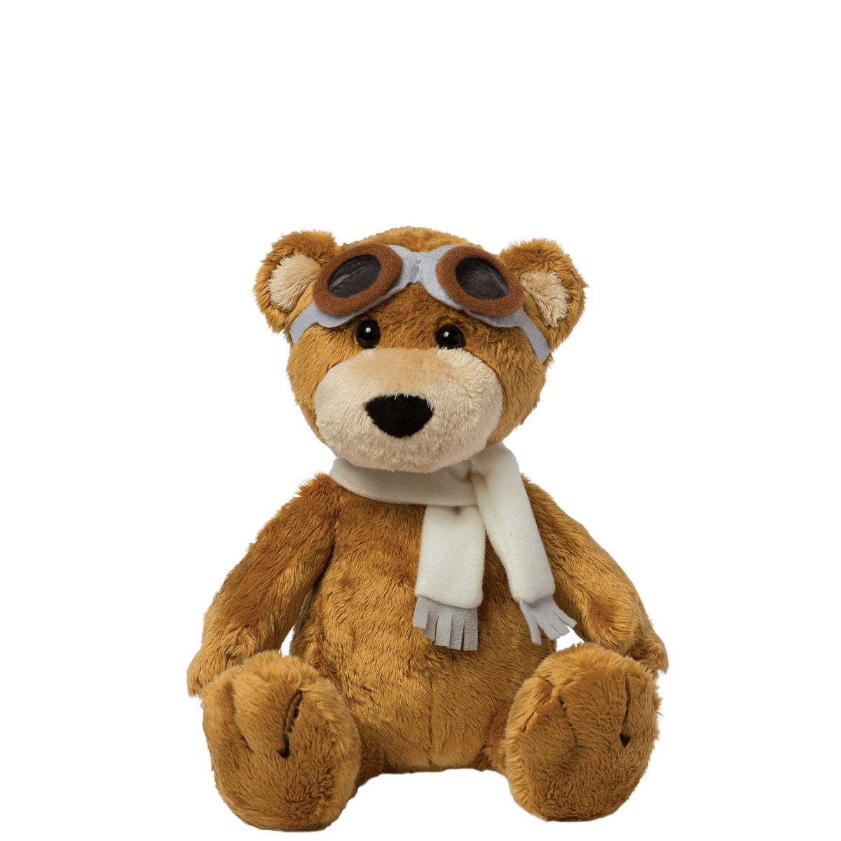 Manhattan Toy Aviator Teddy Bear soft fabric detail highlights plush texture.