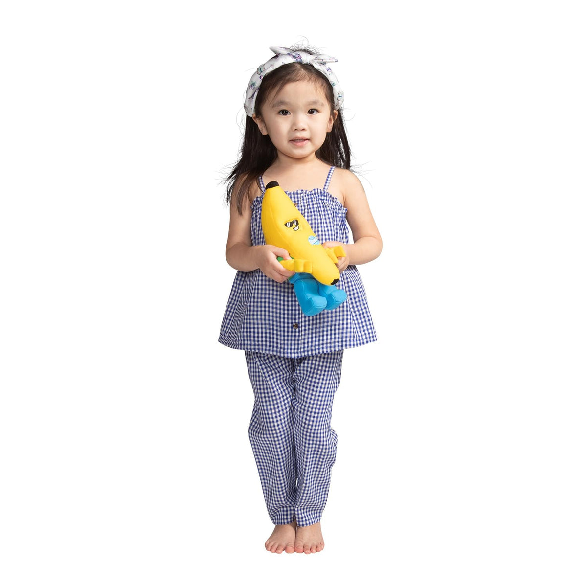 Manhattan Toy LEGO Banana Guy plush serves as collectible décor and kid-friendly companion.