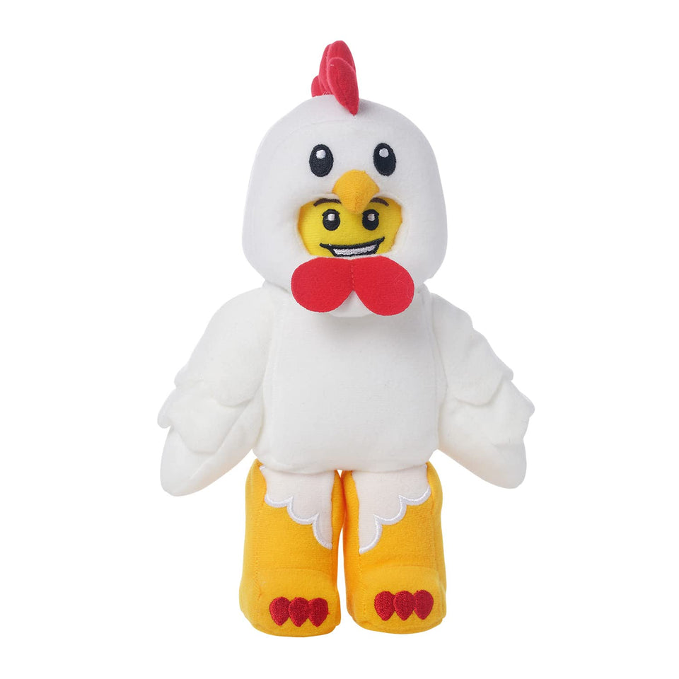 Manhattan Toy Lego Minifigure Chicken Suit Guy 9-inch plush front view, soft and huggable for play