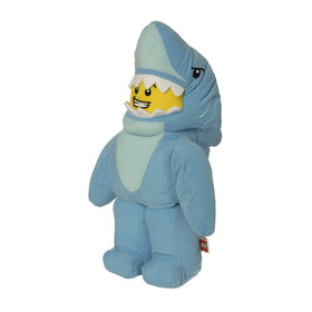 Shark Suit Guy plush with embroidered features for durable, kid-friendly play.