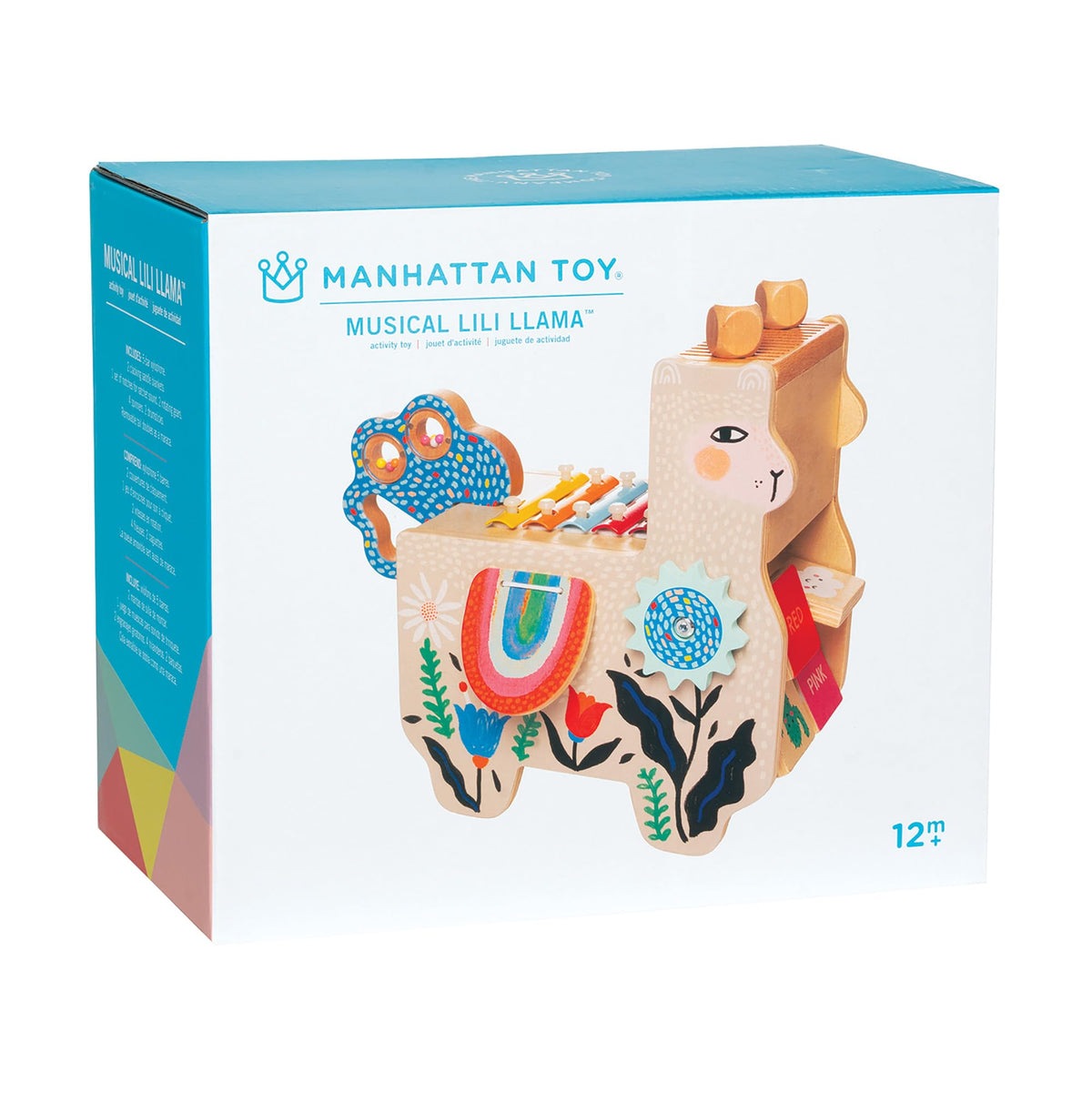 Manhattan Toy Musical Lili Llama detachable mallets support fine motor skill practice.