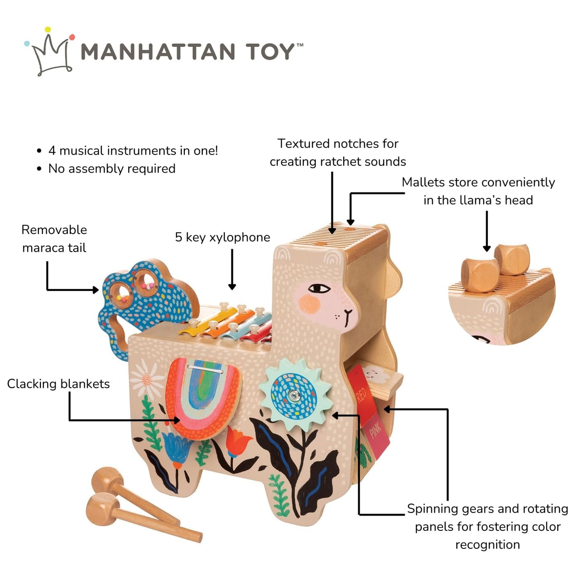 Manhattan Toy Musical Lili Llama washboard encourages sensory exploration during playtime.
