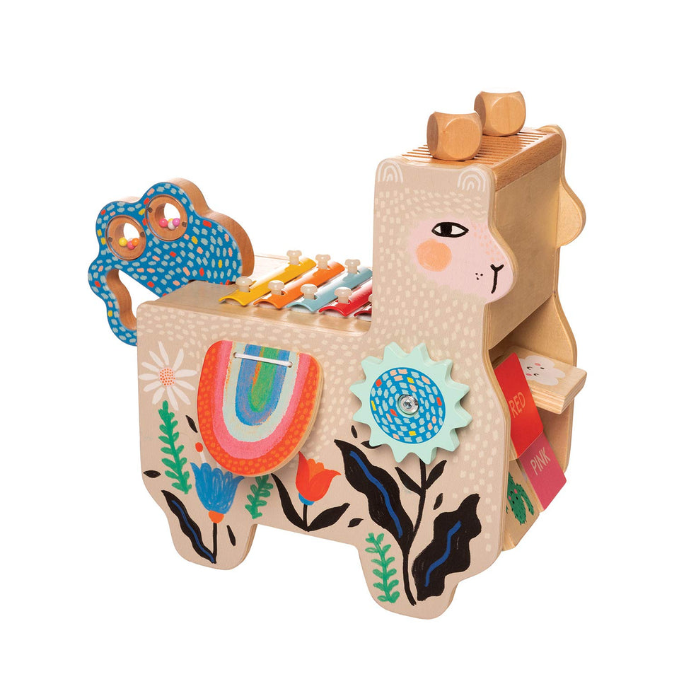 Manhattan Toy Musical Lili Llama xylophone invites toddlers to explore rhythm and sound.