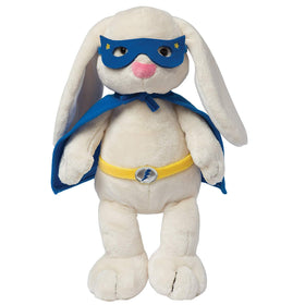 Manhattan Toy Superhero Bunny plush delivers soft cuddly comfort for hugs.
