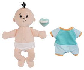 Manhattan Toy Wee Baby Fella embroidered features offer durable expressive details.
