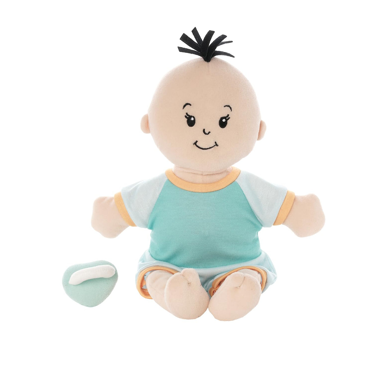 Manhattan Toy Wee Baby Fella face close-up highlights soft features for comforting snuggles.