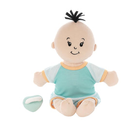 Manhattan Toy Wee Baby Fella face close-up highlights soft features for comforting snuggles.