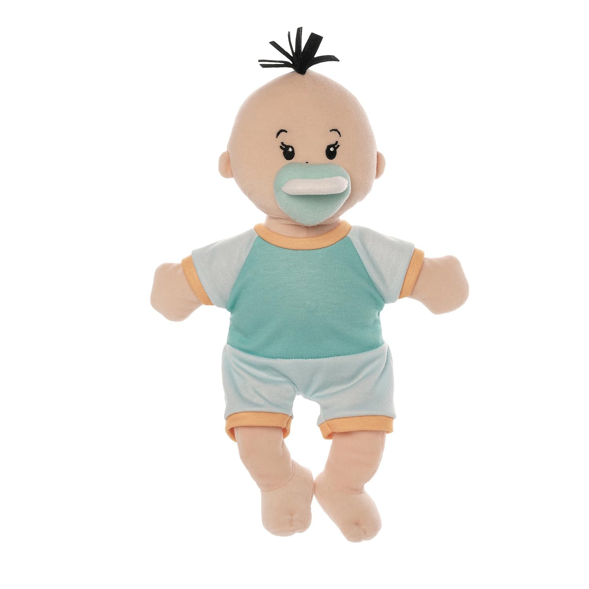 Manhattan Toy Wee Baby Fella sitting pose demonstrates balance for realistic pretend play.
