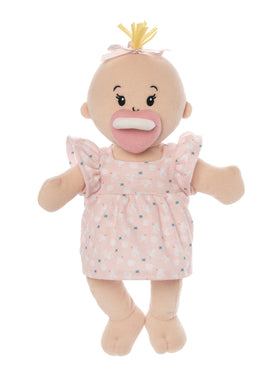 Manhattan Toy Wee Baby Stella Peach face close-up showing embroidered features for imaginative play