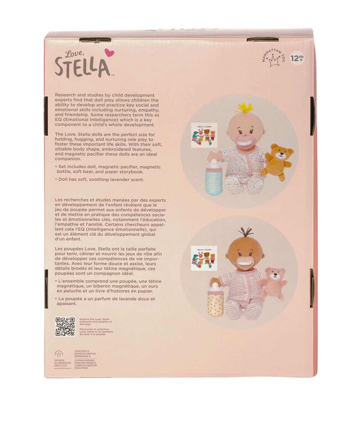 Manhattan Toy Wee Baby Stella soft bear and paper storybook for cozy bedtime role play.