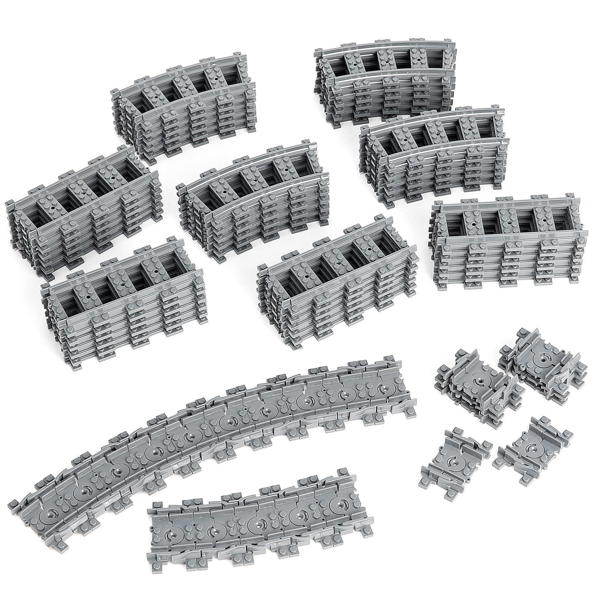 MANNIDOO Classic City Train Tracks layout with curved pieces enabling dynamic oval designs for creative play