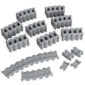 MANNIDOO Classic City Train Tracks layout with curved pieces enabling dynamic oval designs for creative play