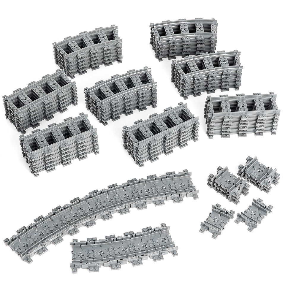 MANNIDOO Classic City Train Tracks layout with curved pieces enabling dynamic oval designs for creative play