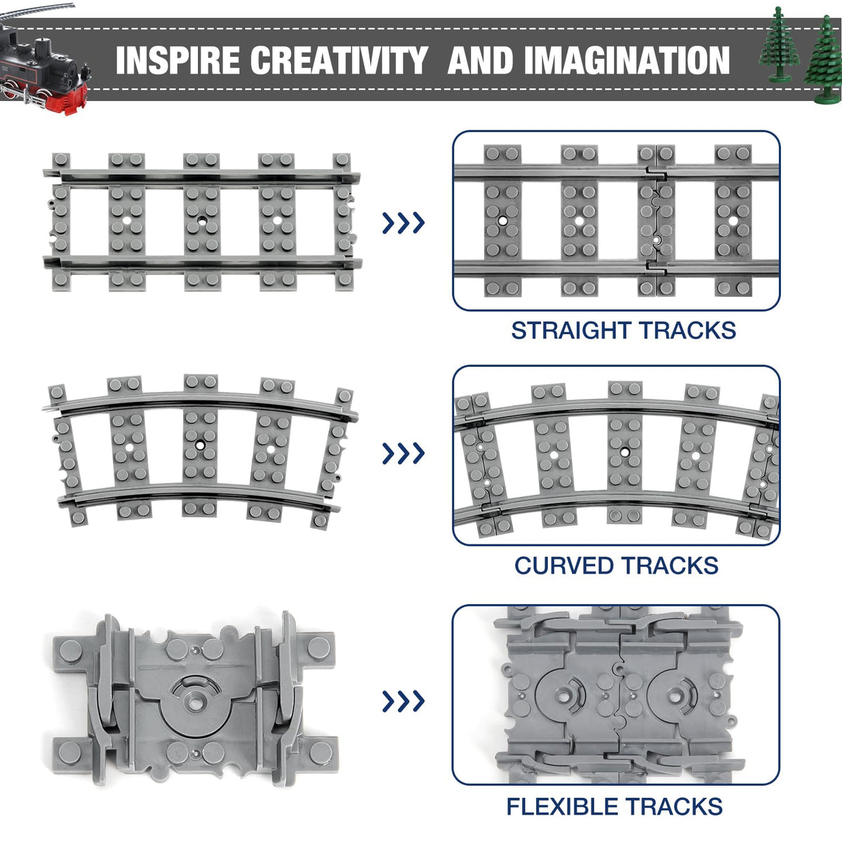 MANNIDOO curved tracks 24-piece set enabling flexible layouts for expanding routes