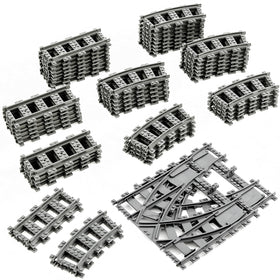 MANNIDOO Classic City Train Tracks setup showcasing 54-piece layout for imaginative play