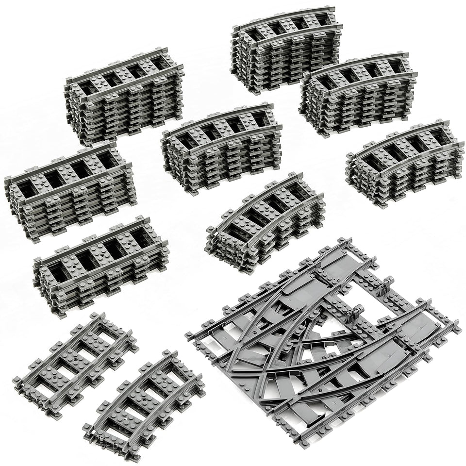 MANNIDOO Classic City Train Tracks setup showcasing 54-piece layout for imaginative play