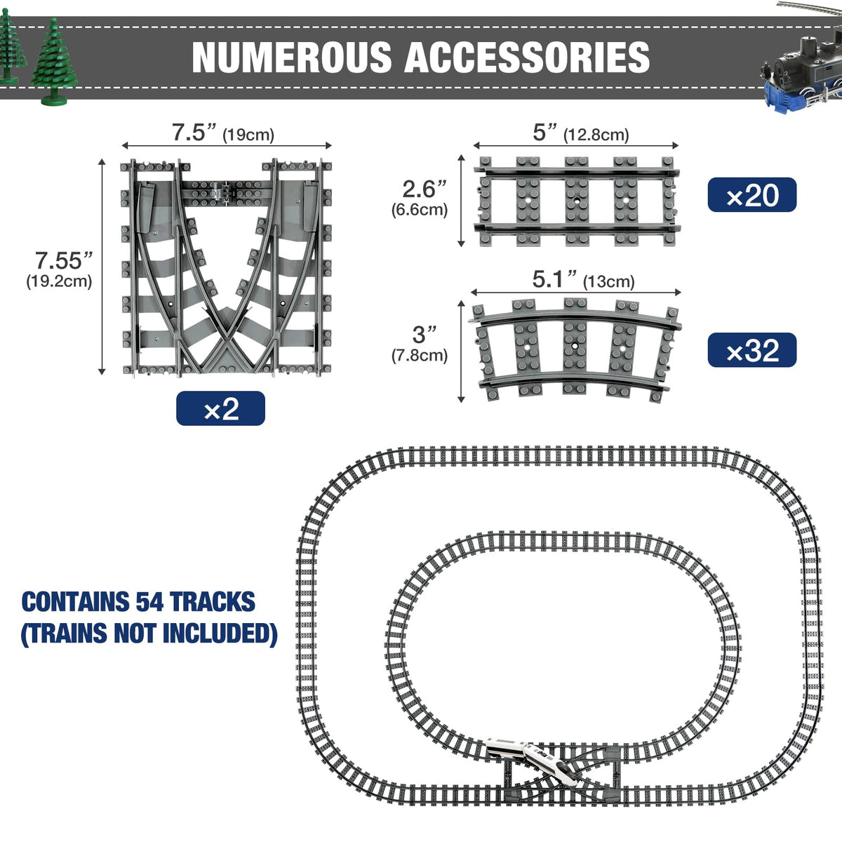 MANNIDOO curved tracks 32-piece section enables smooth curve layouts and playtime variety