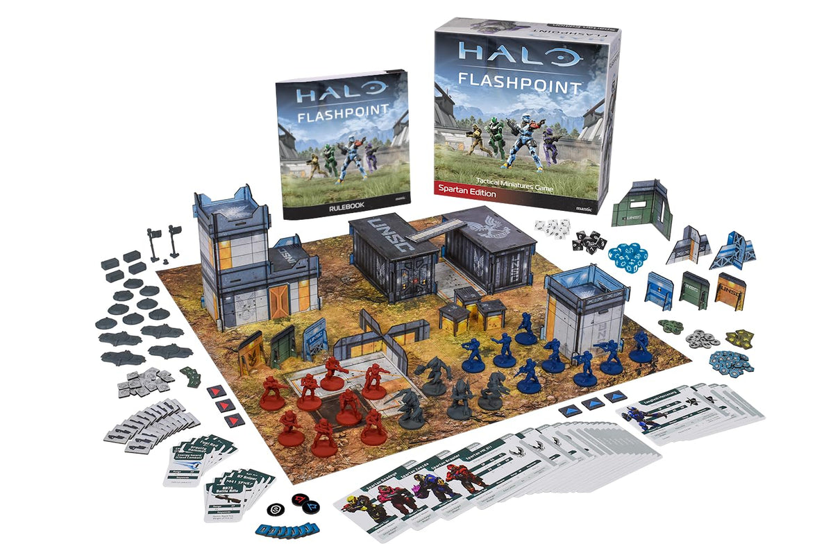 mantic Halo Flashpoint Spartan Edition box with 20 detailed miniatures for quick setup