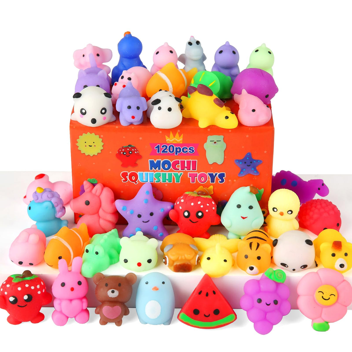 Mantyplay 120-pack squishy toys in random shapes for classroom prizes and sensory play