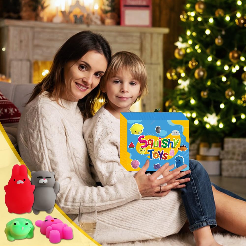 Mantyplay Mochi Squishy assorted animals, soft fidget toys for tactile play and stress relief.