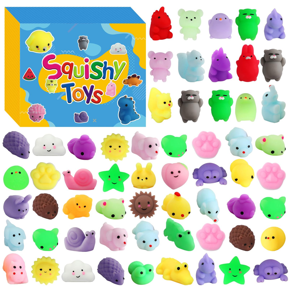 Mantyplay Mochi Squishy bulk pack with assorted animals for party favors and classroom rewards.
