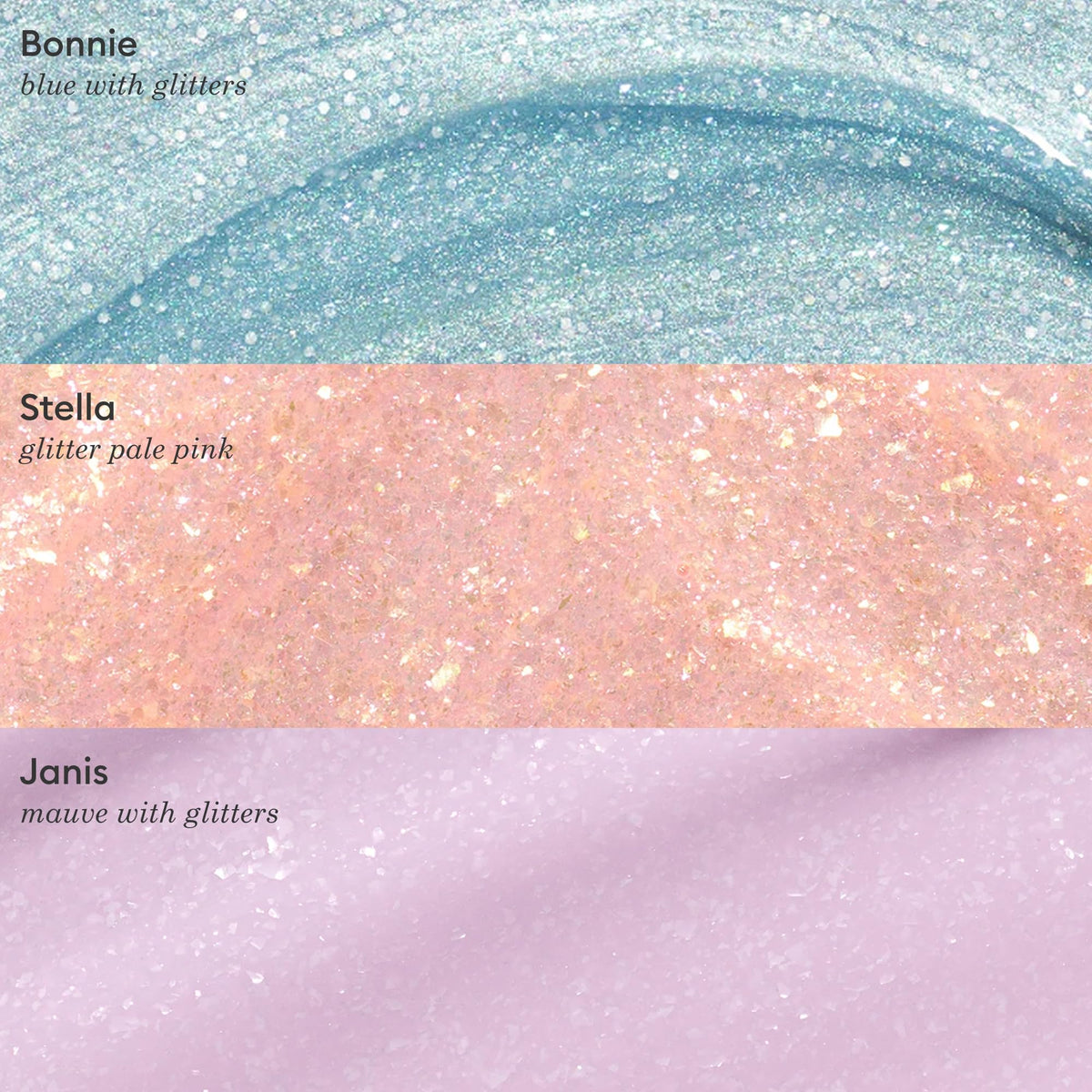 Manucurist Janis Seahorse mauve glitter polish for playful color and easy cleanup.