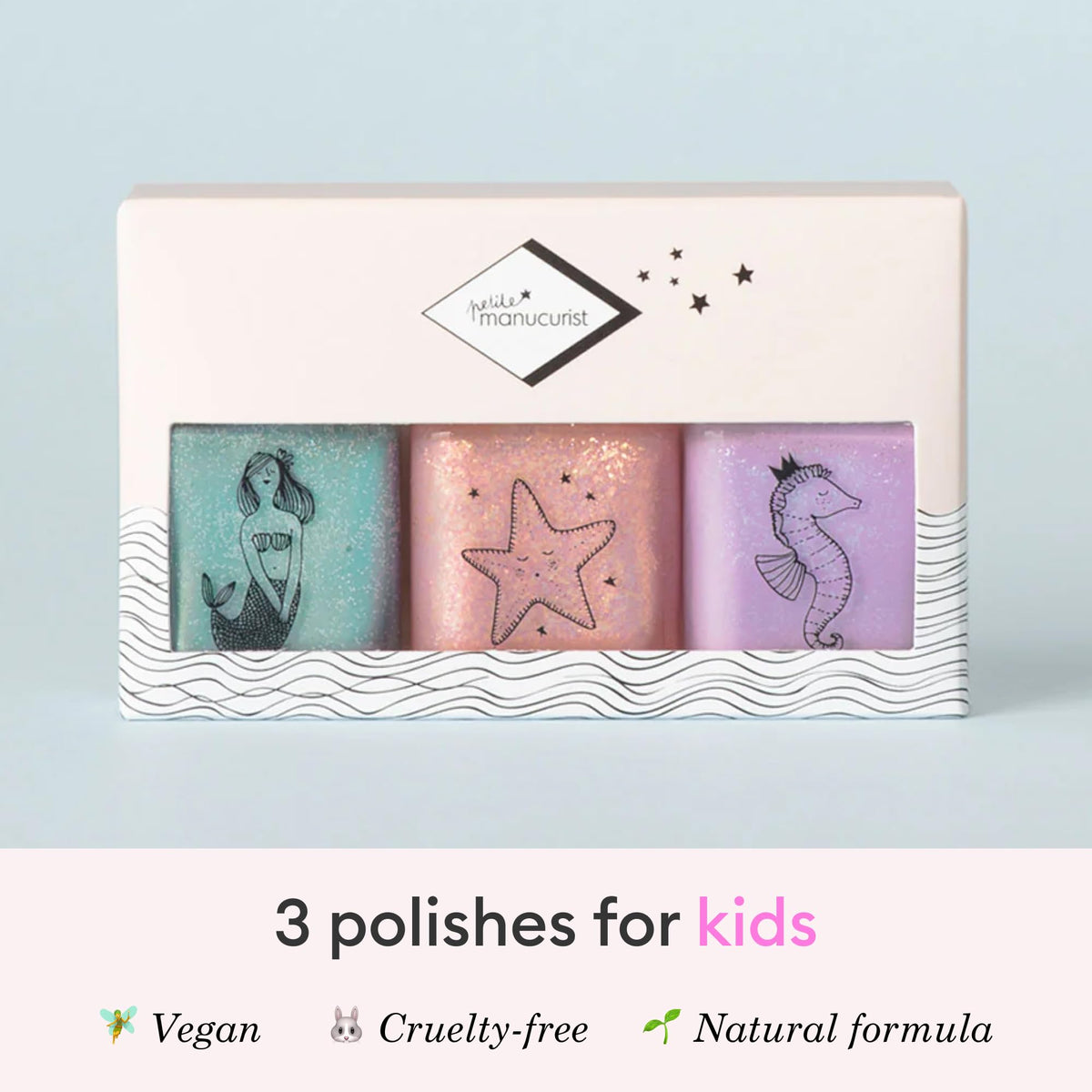 Manucurist Stella Starfish pale pink glitter polish with gentle removal.