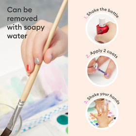 Manucurist Kids water-based formula enables quick removal with soap.
