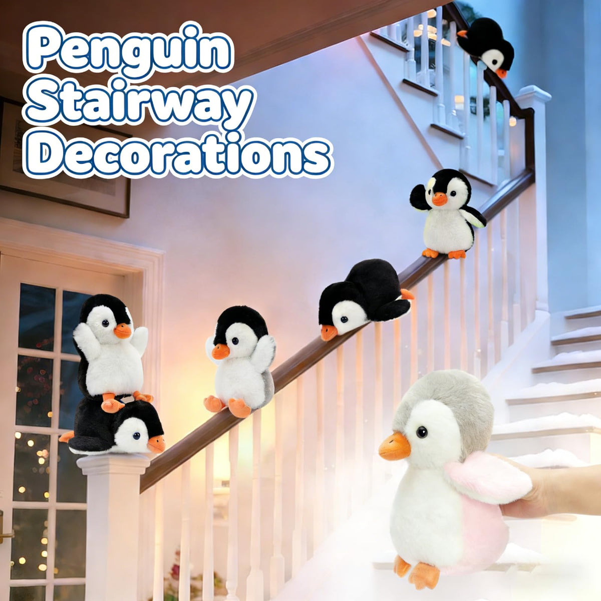 MaoGoLan penguin plush lying down provides gentle nap-time vibes for children.