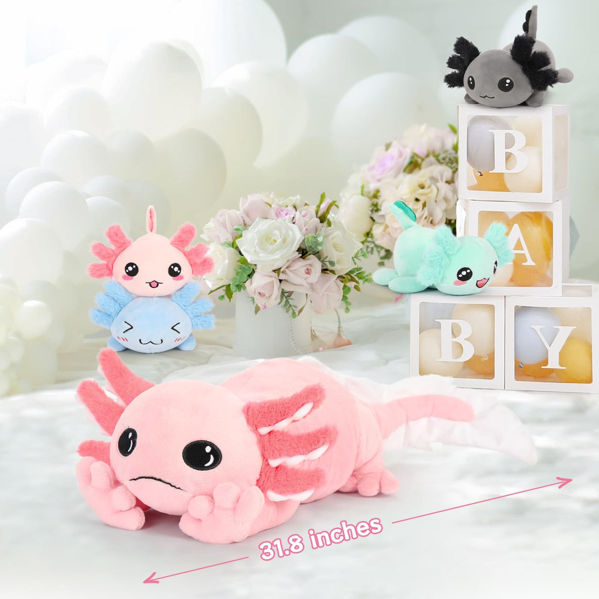 MaoGoLan blue axolotl baby plush adds bright color to playtime.