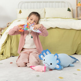 MaoGoLan blue axolotl plush provides soft, skin-friendly material for safe, calming cuddles.