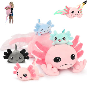 MaoGoLan axolotl mama 31.5-inch plush glows softly for cozy bedtimes.
