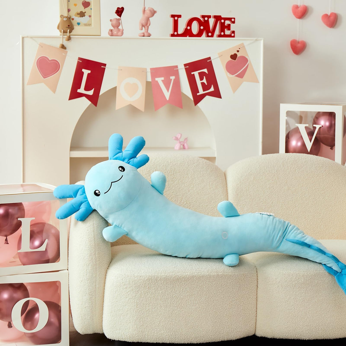 MaoGoLan axolotl plush with embroidered eyes adds friendly charm for kids