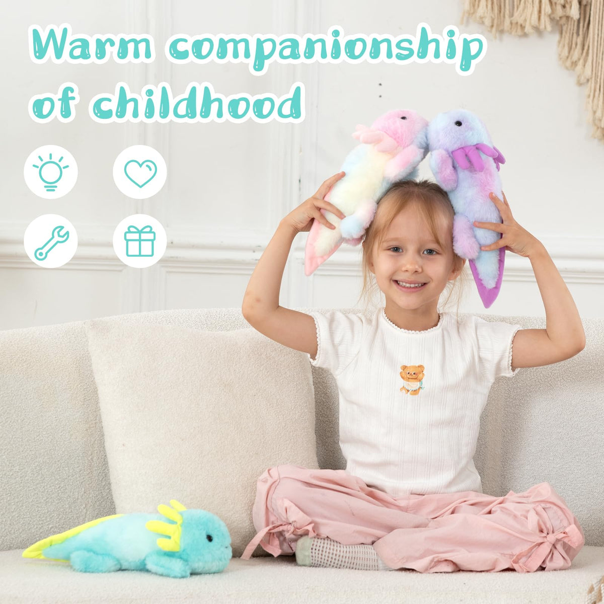 MaoGoLan axolotl plush with fluffy gills for cuddly comfort