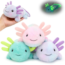 MaoGoLan axolotl plush glowing in the dark after light exposure for bedtime magic