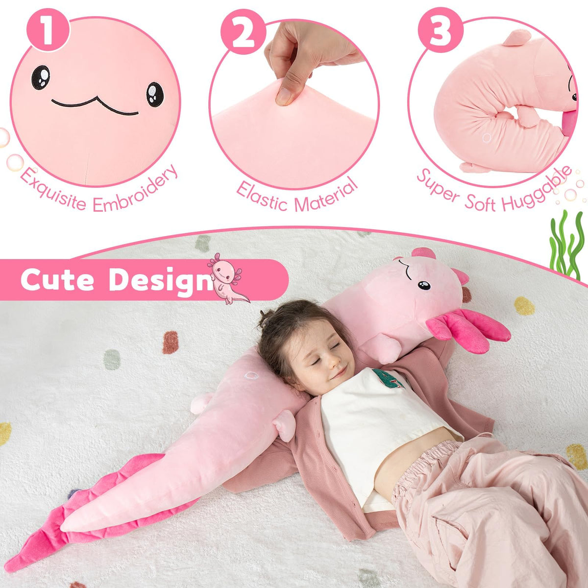 Room decor axolotl plush adds playful vibe to living spaces.