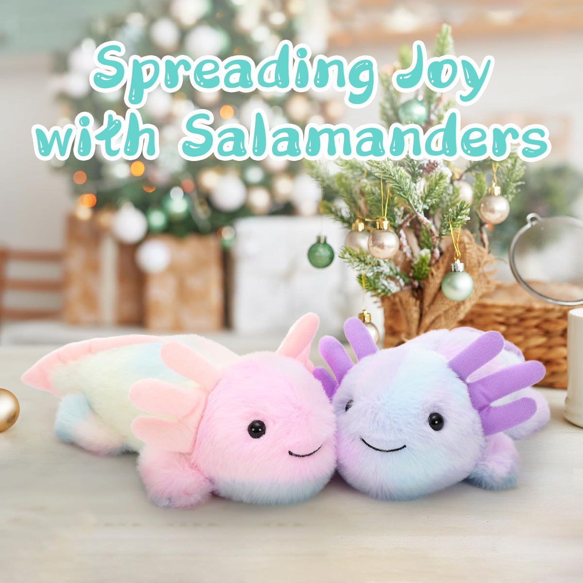 MaoGoLan axolotl plush with a cheerful smiling face for kids