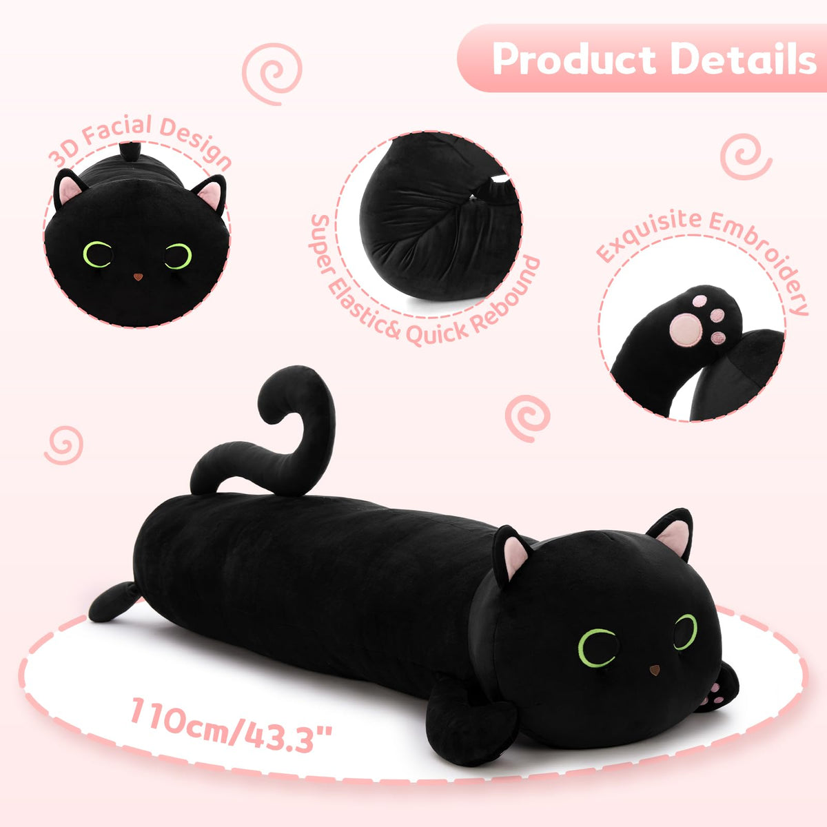 MaoGoLan 44-inch cat plush doubles as a comforting nap pillow.