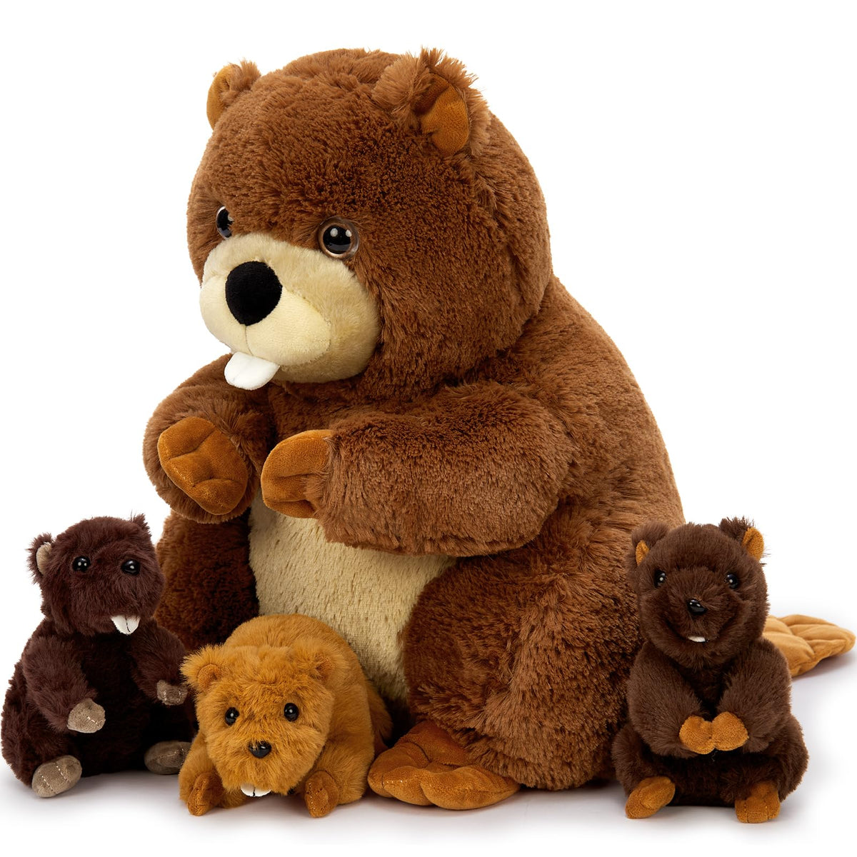 MaoGoLan beaver plush held by a child for portable cuddle