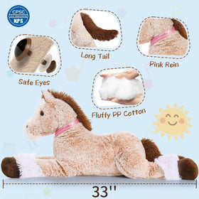 MaoGoLan horse plush belly zipper for easy cleaning