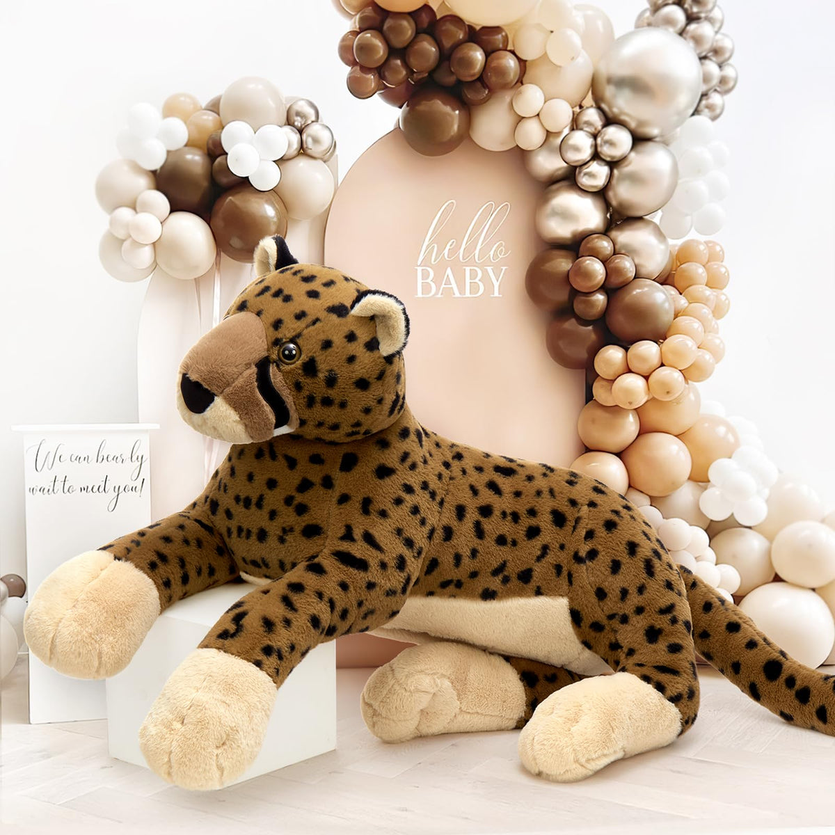 MaoGoLan 53-inch cheetah plush pillow for cozy lounging and display.
