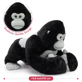 MaoGoLan child hugging gorilla plush, highlighting comforting playtime.