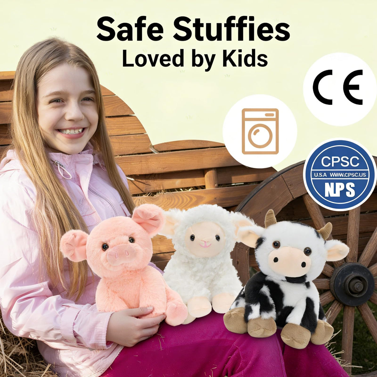MaoGoLan cow plush side view durable and easy to clean for busy play areas